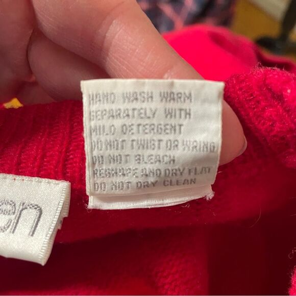 Vintage Kristen Cardigan Sweater Lambswool Button Front Grunge Cobain Red Large - Picture 9 of 9